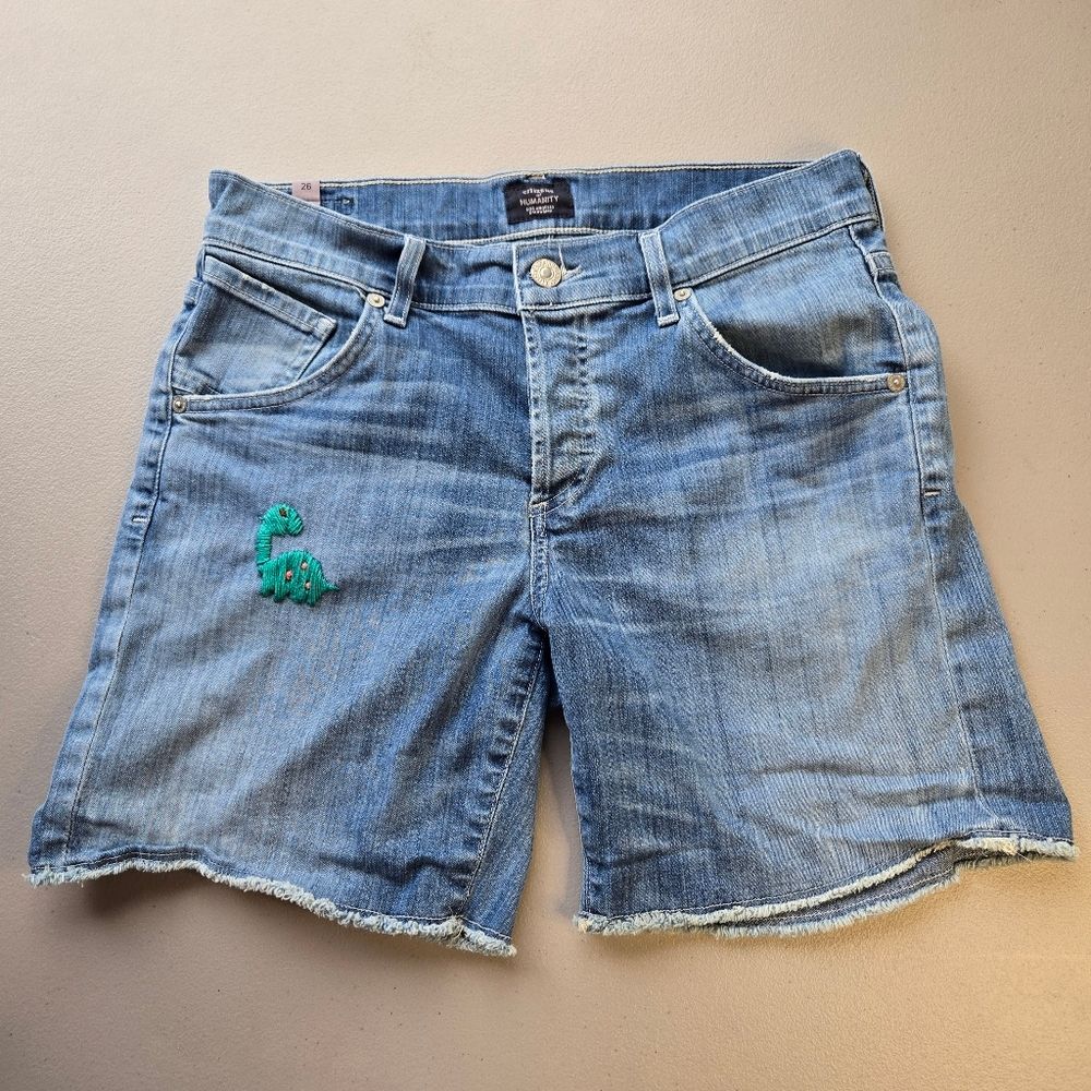 Citizens Of Humanity Denim Women's Shorts with Embroidered Dinosaur